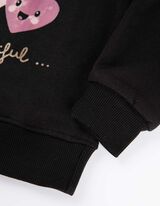 Bluză cu glugă - Guler fular - Negru