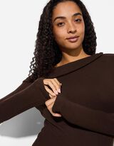 Maglia a manica lunga - A spalle scoperte - marrone scuro