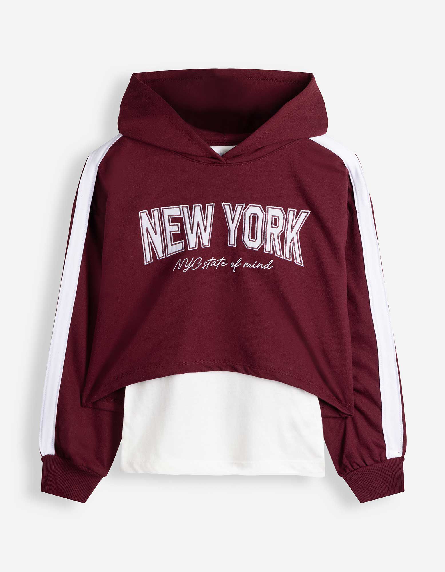 set van cropped hoodie en top - Toepassing - Bessenrood