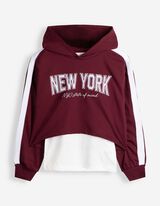 set van cropped hoodie en top - Toepassing - Bessenrood