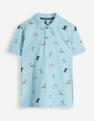 Poloshirt - Allover-Print - hellblau