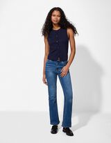 Dzianinowy top - listwa z guzikami - ciemny niebieski