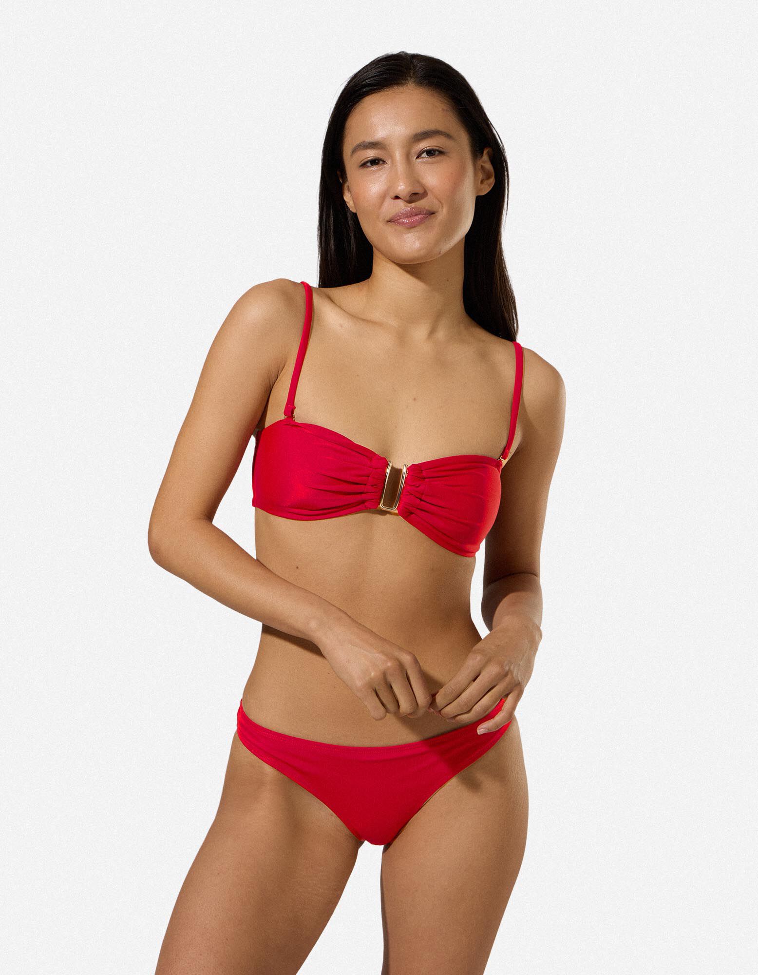 Bikinitop - Metallic-Details - Rot