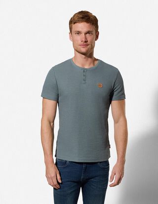 T-Shirt - Knopfleiste - t&uuml;rkis