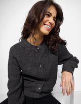 Cardigan - Structură cu nervuri - Gri