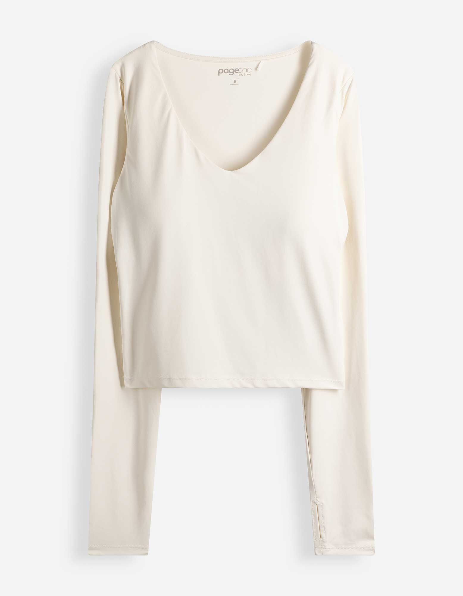 Langarmshirt - Herausnehmbare Cups - Off-White