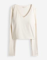 Langarmshirt - Herausnehmbare Cups - Off-White