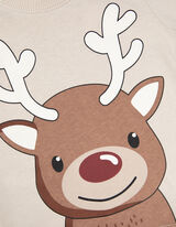 Tričko s dlhými rukávmi - Predná potlač - bezova