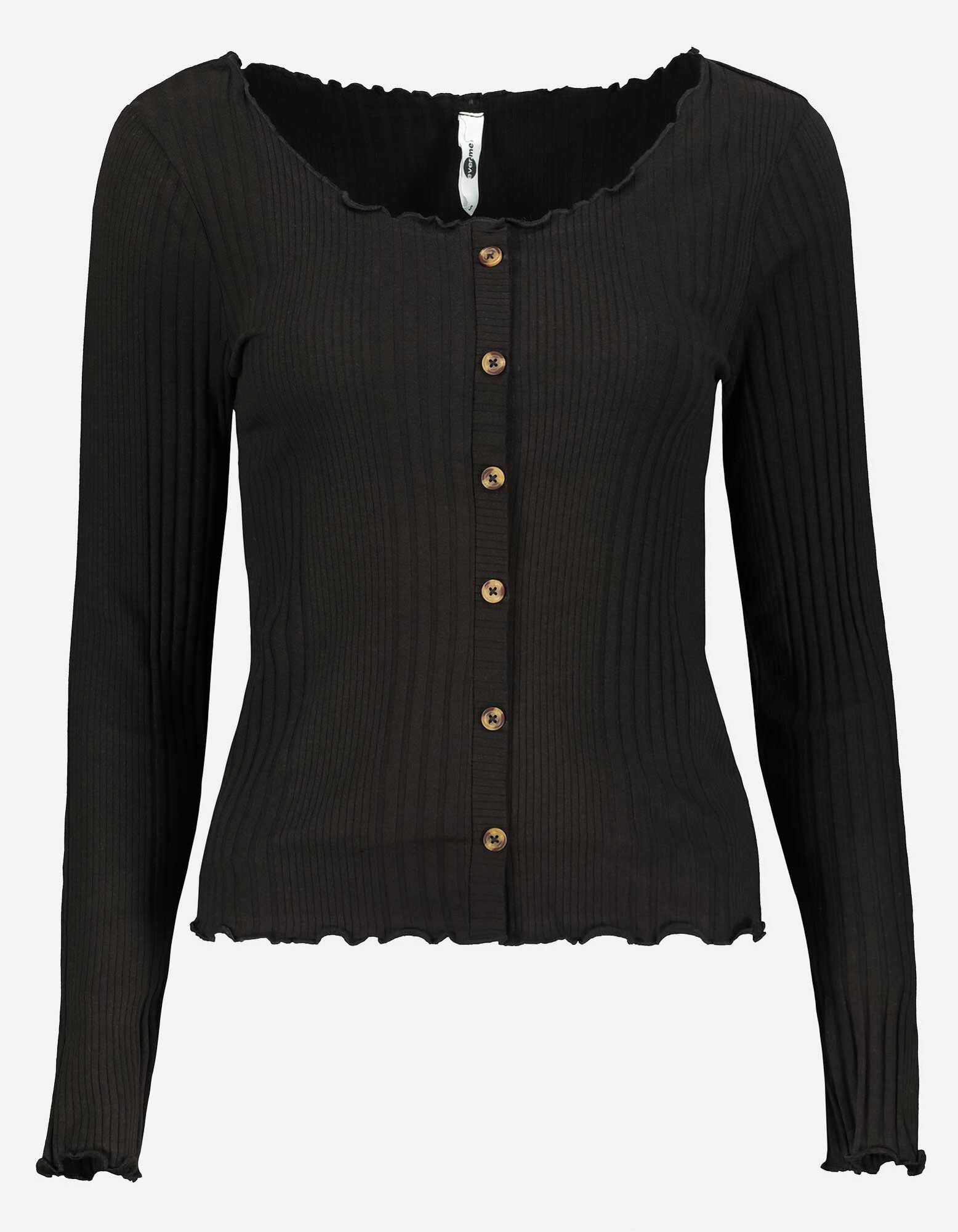 Longsleeve - Geschulpte zoom - zwart