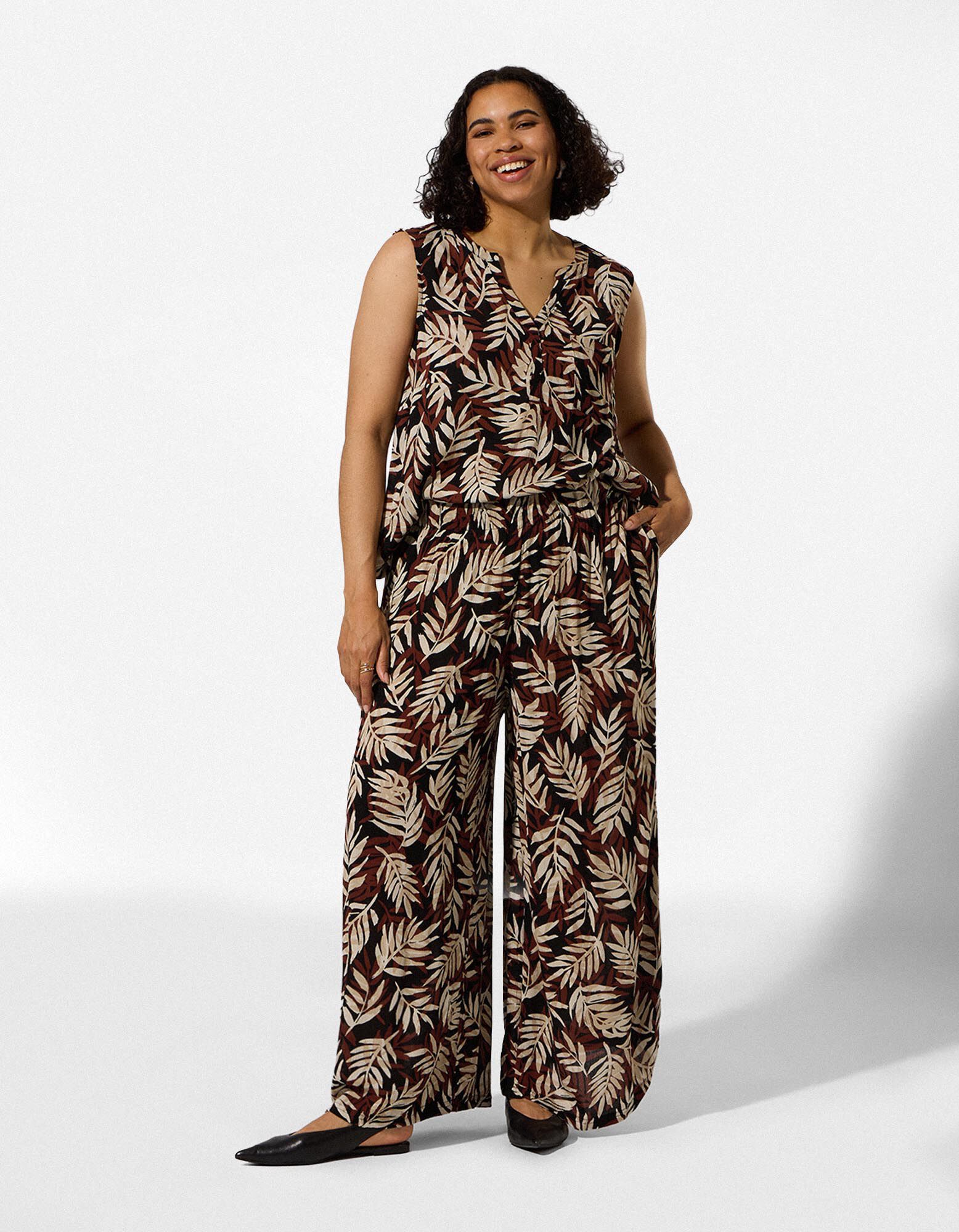 Jupe-culotte - Motif all-over - Brun