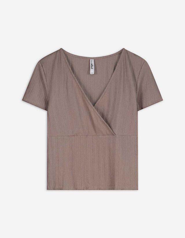 T-Shirt - Wickeloptik - beige
