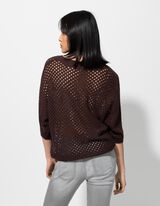 Pulover de tricot - M&acirc;neci de liliac - Maro inchis