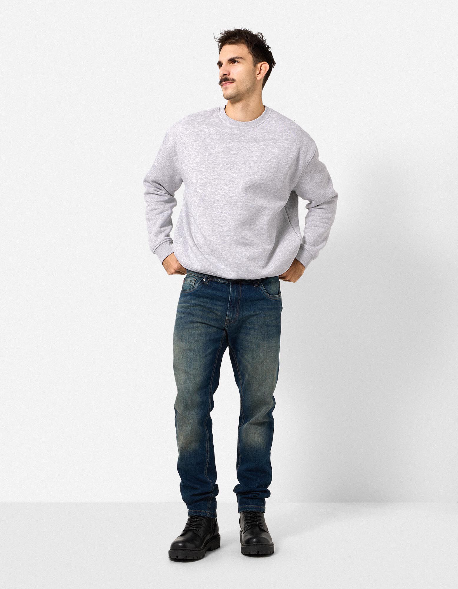 Sweat-shirt - Coupe oversize - gris clair 