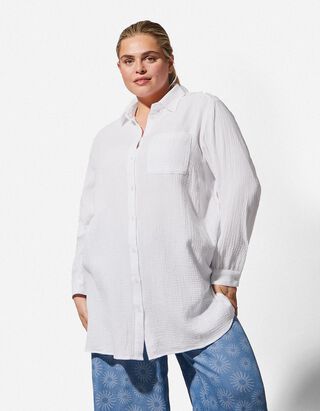 Bluse - Musselin - wei&szlig;