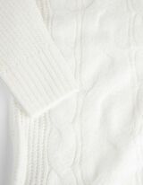 sukienka dzianinowa - dzianina kablowa - bialy