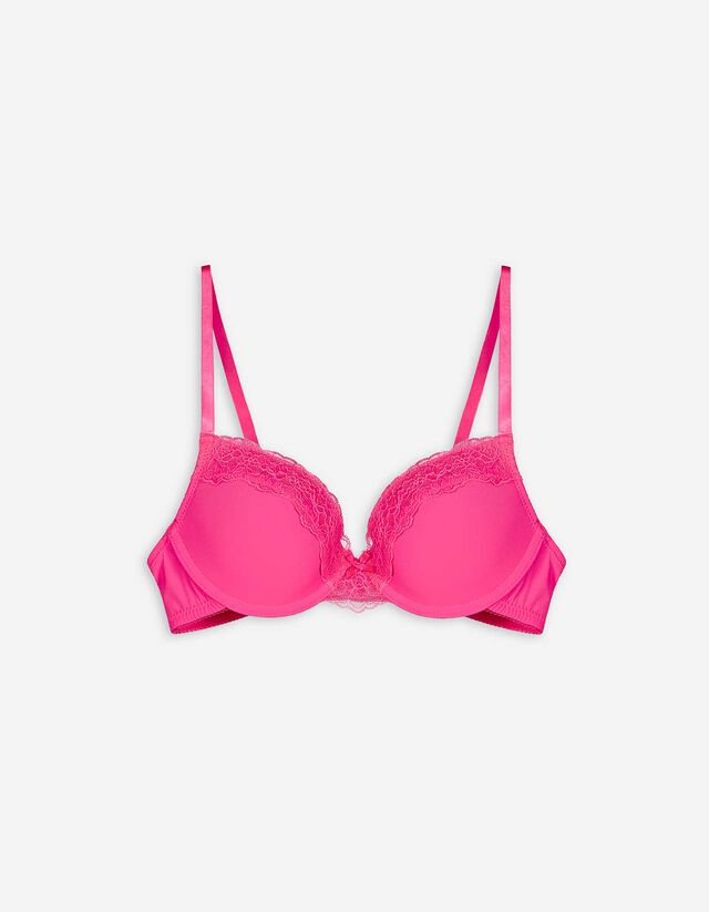 Reggiseno t-shirt - Inserto in pizzo - rosa fucsia