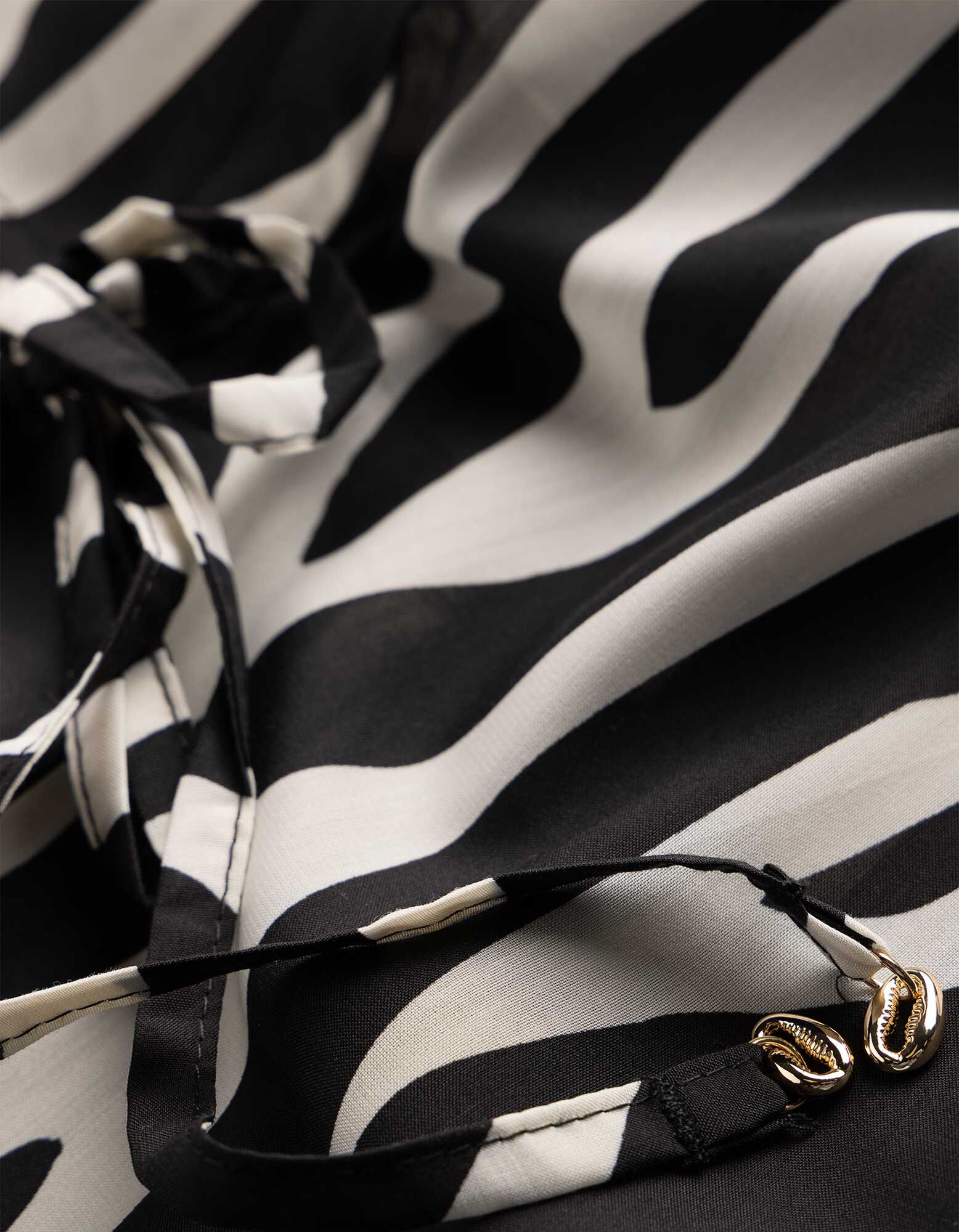 Tunique de plage - motif z&egrave;bre - noir