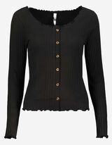 Longsleeve - Geschulpte zoom - zwart