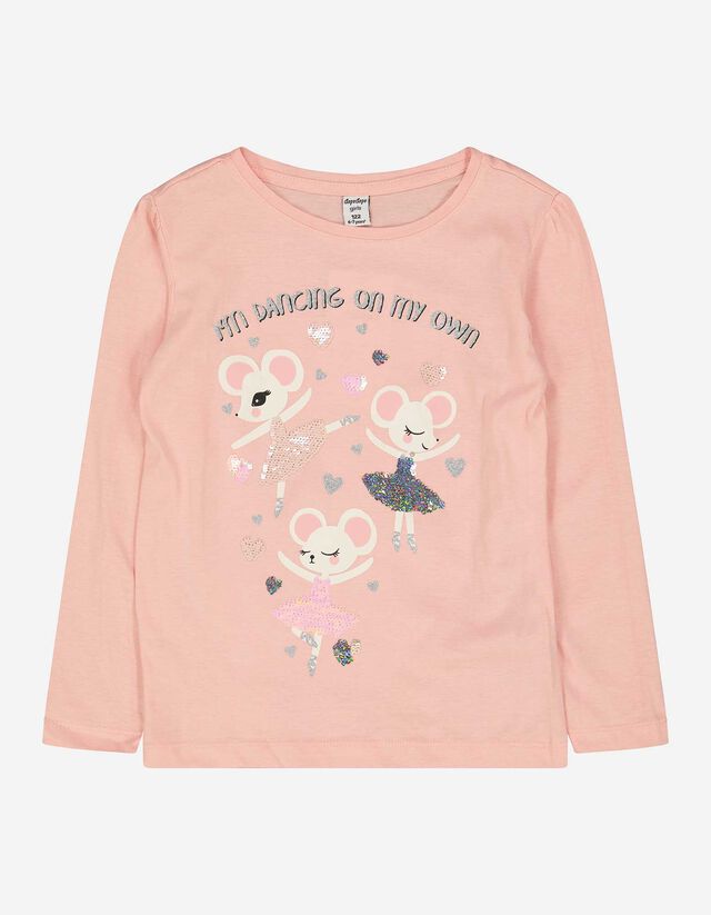 Maglia a manica lunga - Paillettes doubleface - rosa fucsia