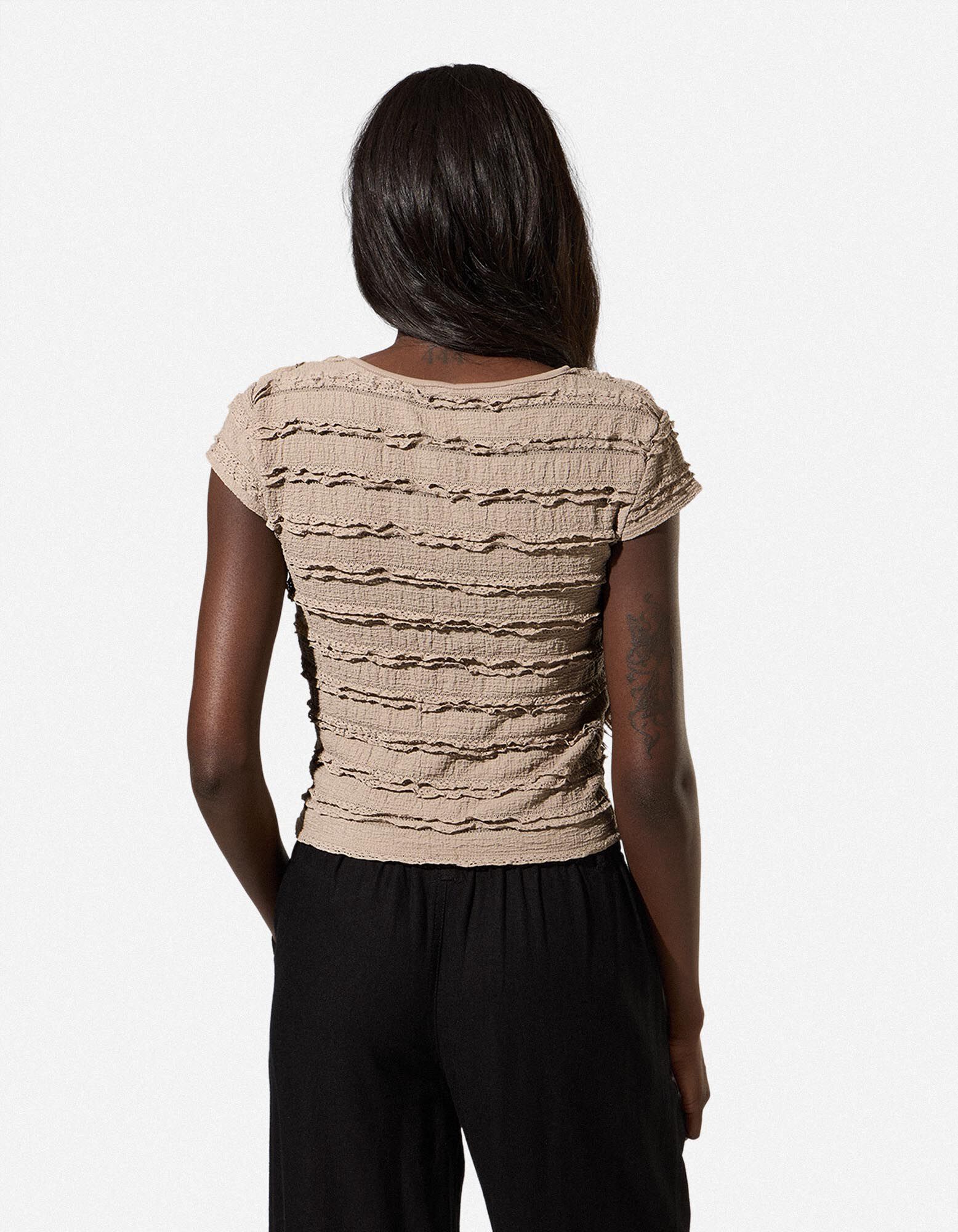 Cropped Shirt - Cropped - Beige