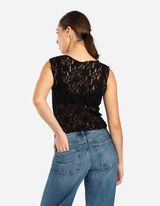 Cropped Top - Spitze - schwarz