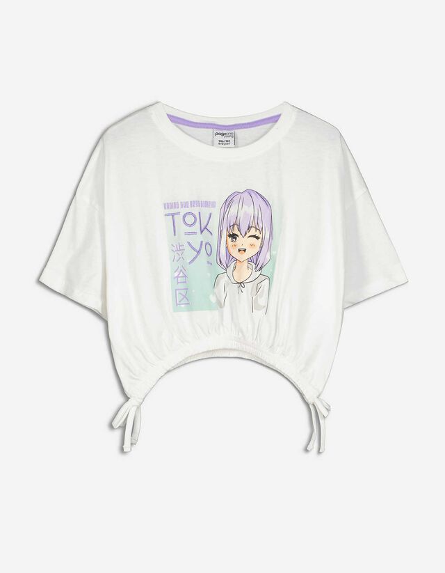 Cropped shirt - Oversized fit - wit