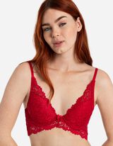 biustonosz pod T-shirt - obszycie z koronki - czerwony