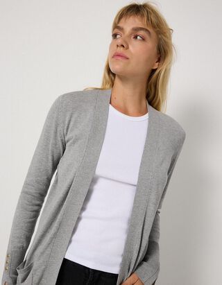Longcardigan - Feinstrick - Grau