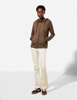 Veste molletonn&eacute;e - Capuche &agrave; cordon - Brun