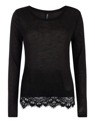 Damen Pullover mit Spitzenbesatz