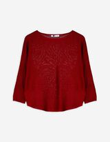 Strickpullover - Überschnittene Ärmel - dunkelrot