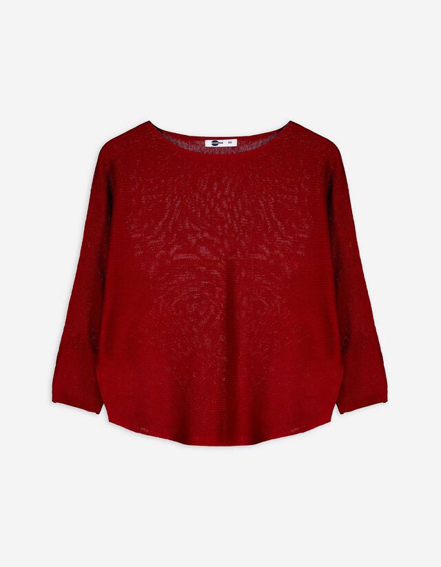 Strickpullover - Überschnittene Ärmel - dunkelrot