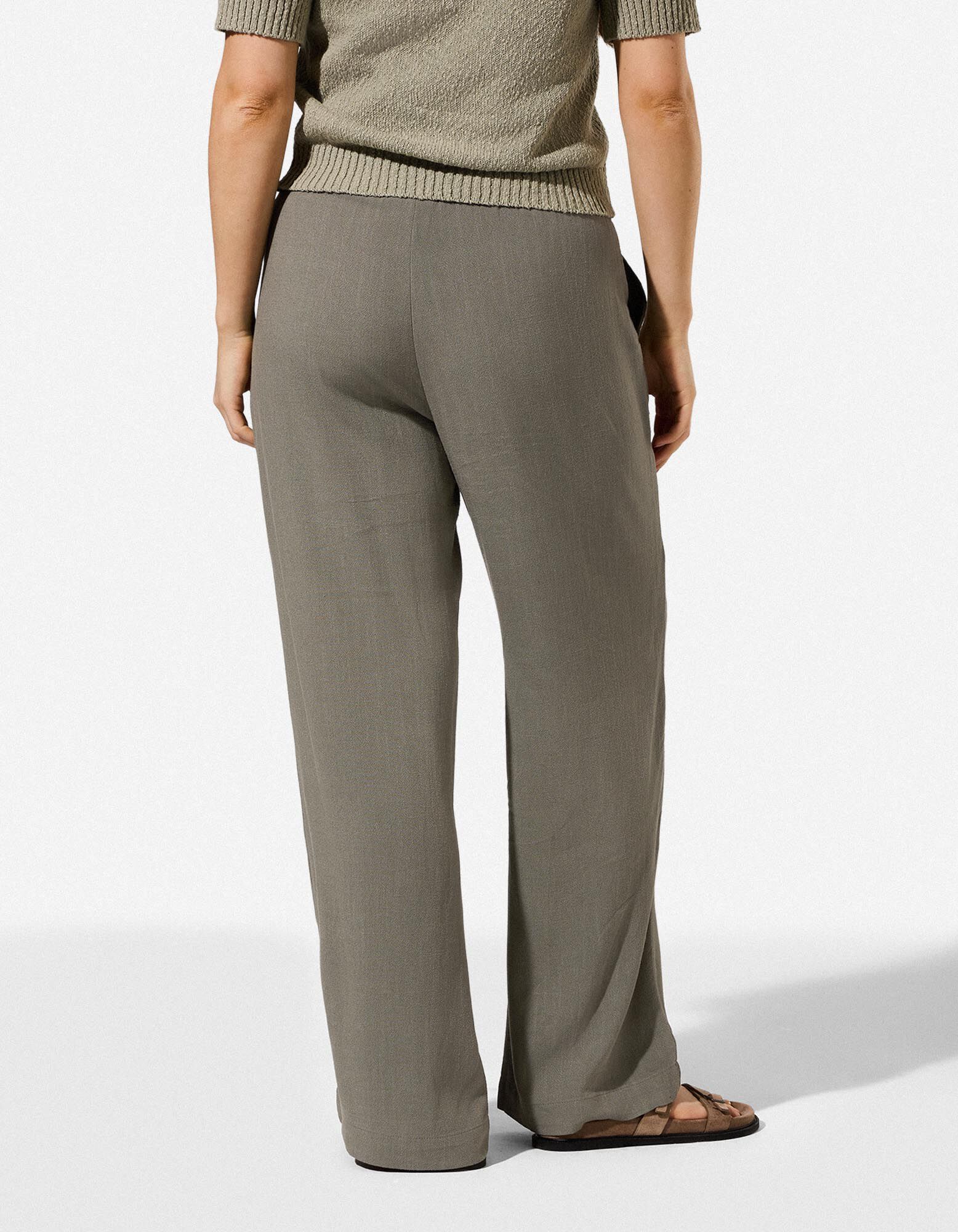 Pantalon - Aspect lin - Vert