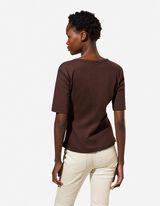 T-Shirt - Rippenstruktur - dunkelbraun