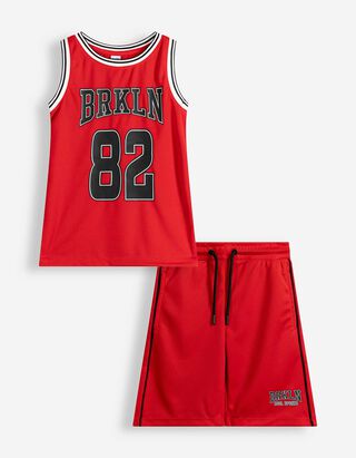 Set aus Top und Hose - Print - rot