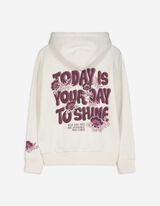 Pulover s kapuco - Tisk na hrbtu - belo