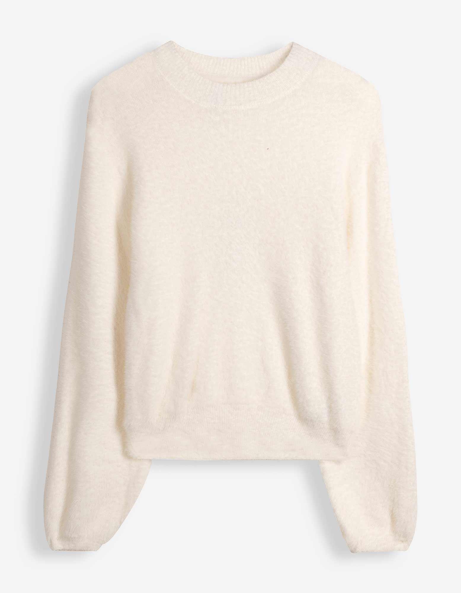 Pullover - Rundhals-Ausschnitt - Off-White