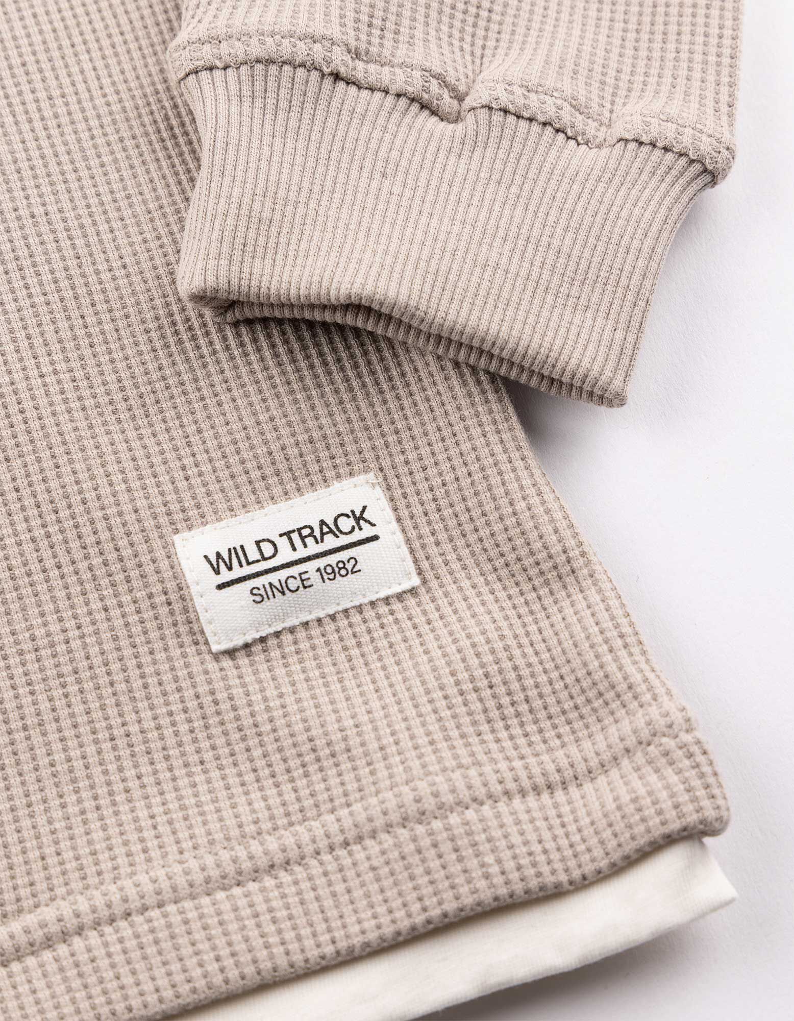Langarmshirt - Waffelstruktur - Beige