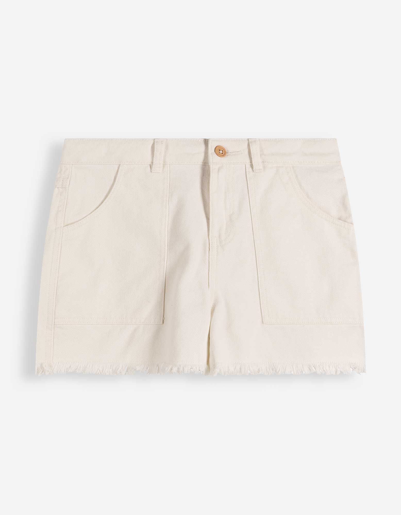 Short - Bords effrang&eacute;s - Blanc cass&eacute;