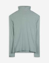 Tričko s dlouhým rukávem - Rolákový límec - tyrkysova