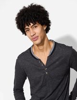 Tričko s dlouhým rukávem - Dvouvrstvý vzhled - tmave seda