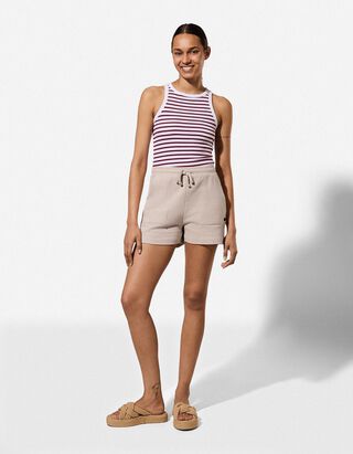 Shorts - Elastischer Bund - beige