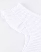 Top - Mâneci cu volane - Alb