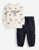 Set di felpa e pantaloni - Cotone - Bianco sporco