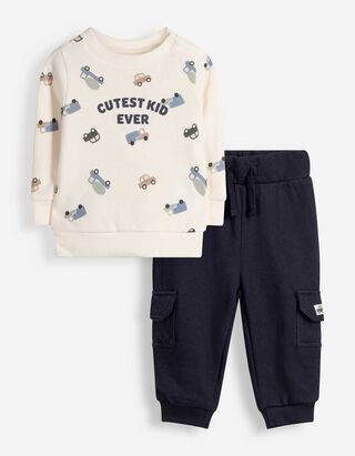 Set di felpa e pantaloni - Cotone - Bianco sporco