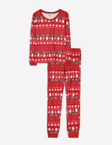 Pyjama Set aus Langarmshirt und Hose  - Christmas - rot