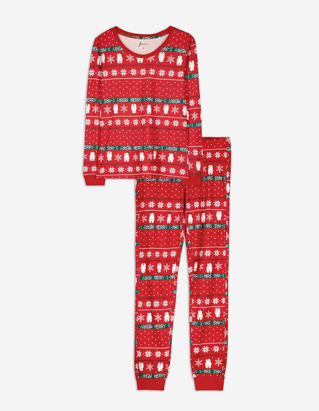 Pyjama Set aus Langarmshirt und Hose  - Christmas - rot