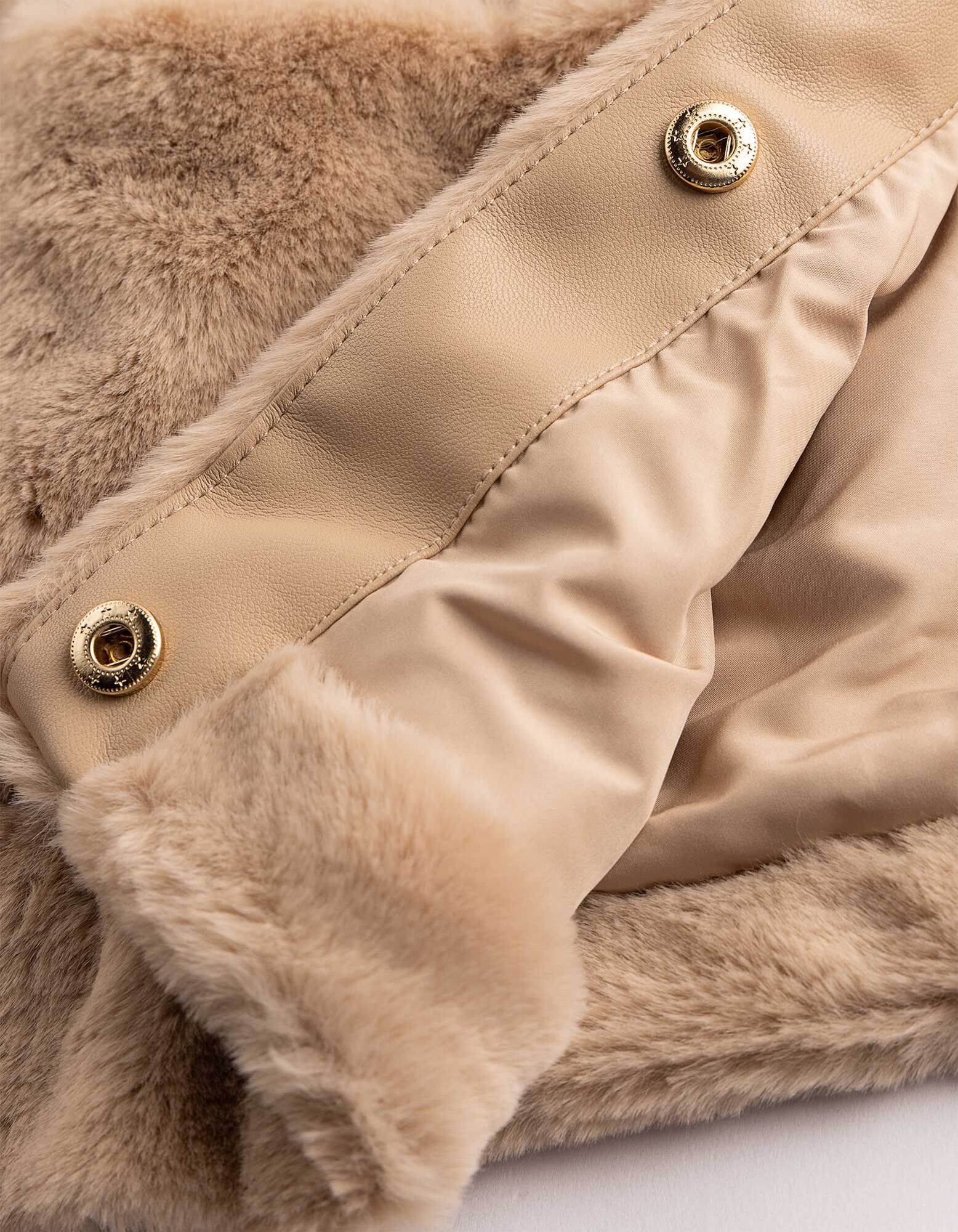 Jacke - Pl&uuml;sch - Beige