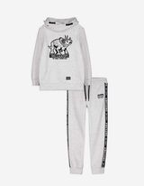 Set di felpa con cappuccio e pantaloni - Dinosauro - grigio chiaro