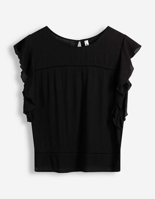 Blusenshirt - einfarbig - Schwarz